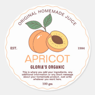 Sticker Rond Jus d'Apricot vintage Fruit Produit maison