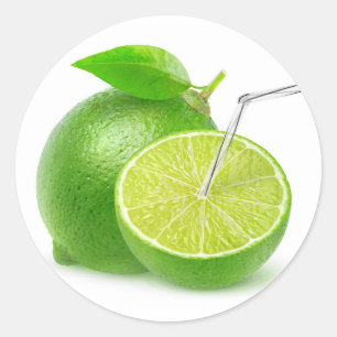 Sticker Rond Jus de citron vert naturel