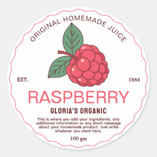 Sticker Rond Jus de framboise vintage Produit maison