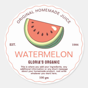 Sticker Rond Jus de Fruit vintage Watermelon Produit maison