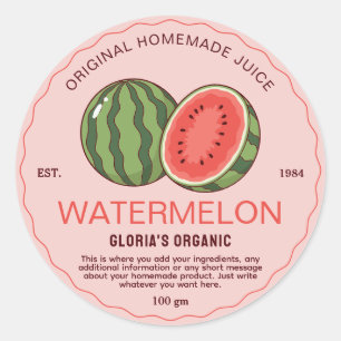 Sticker Rond Jus de fruits de pastèque vintage fait maison