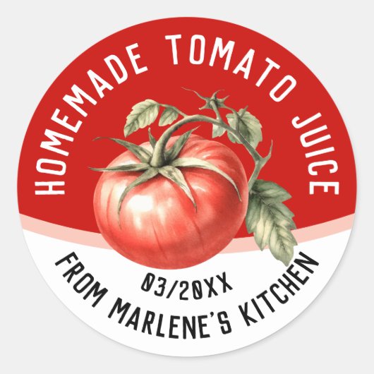 Sticker Rond Jus de tomate fait maison modifiable avec tomate r (Devant)