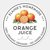 Sticker Rond Jus d'orange maison ingrédients en conserve étique (Devant)