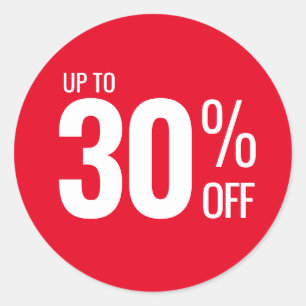 Sticker Rond Jusqu'à 30 % de réduction (Trente) sur la vente au