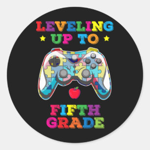 Sticker Rond Jusqu'À 5E Année Gamer Autisme Gamer Ck À L'École