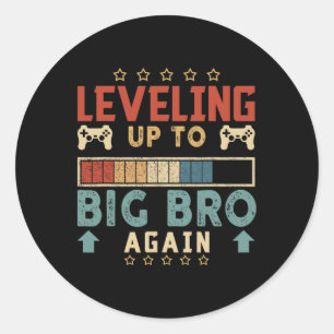 Sticker Rond Jusqu'à Big Bro encore Gamer Brother Vintage