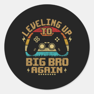 Sticker Rond Jusqu'à Big Bro encore Vintage Gamer Brother