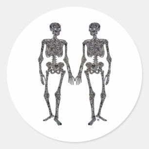 Sticker Rond Jusqu'à ce que la mort nous sépare 2 squelettes Cl