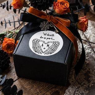 Sticker Rond Jusqu'à ce que la mort nous sépare Coeur de squele