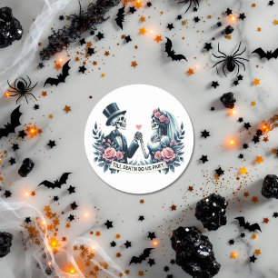 Sticker Rond "Jusqu'à ce que la mort nous sépare" Mariage gothi