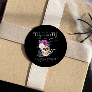 Sticker Rond Jusqu'à ce que la mort nous sépare Mariage Violet