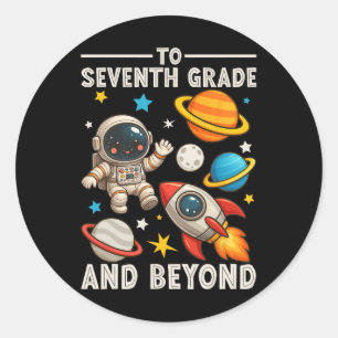 Sticker Rond Jusqu'à la septième année et au-delà Astronaute dr
