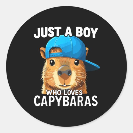 Sticker Rond Just A Boy Who Loves Capybaras  (Devant)