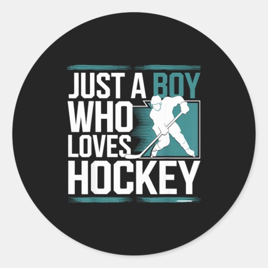 Sticker Rond Just A Boy Who Loves Hockey  (Devant)