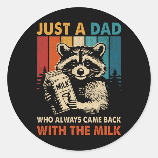 Sticker Rond Just A Dad Who Always Came Back With The Milk Fath (Devant)