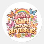 Sticker Rond Just a Girl Who Loves Butterflies – Cute Floral  (Devant)