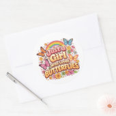 Sticker Rond Just a Girl Who Loves Butterflies – Cute Floral  (Enveloppe)