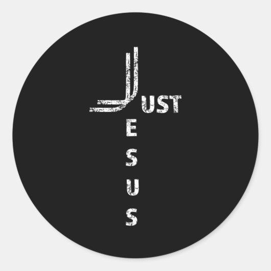 Sticker Rond Just Jesus Minimal Cross Back Design For Christian (Devant)
