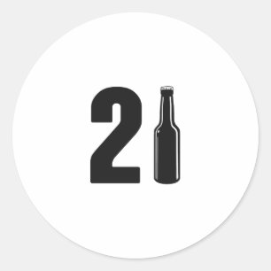 Sticker Rond Juste anniversaire tourné de bouteille à bière