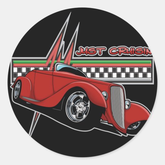 Sticker Rond Juste Cruisin Hot Rod (Devant)