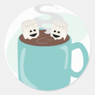 Sticker Rond Juste des marshmellows au chocolat
