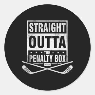 Sticker Rond Juste En Dehors De La Boîte De Pénalité Hockey Fun