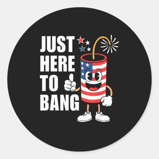 Sticker Rond Juste ici pour exploser drôle de fusée de feu d'ar (Devant)