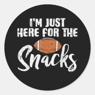 Sticker Rond Juste ici pour les snacks de football américain dr