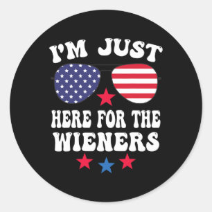 Sticker Rond Juste Ici Pour Les Wieners Sungles drapeau América
