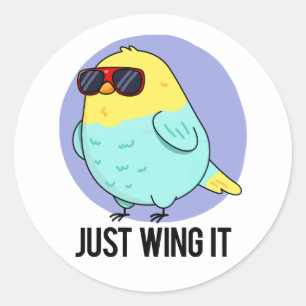 Sticker Rond Juste L'Aile C'Amusant Jeux D'Oiseaux