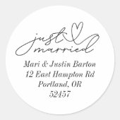 Sticker Rond Juste Marié Adresse de retour (Devant)