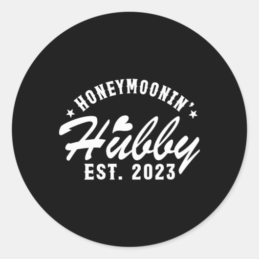 Sticker Rond Juste Marié Honeymoonin' Husband Est 2023 (Devant)