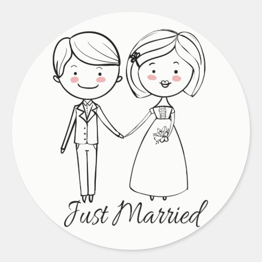 Sticker Rond Juste Marié Mariage noir et blanc marié (Devant)