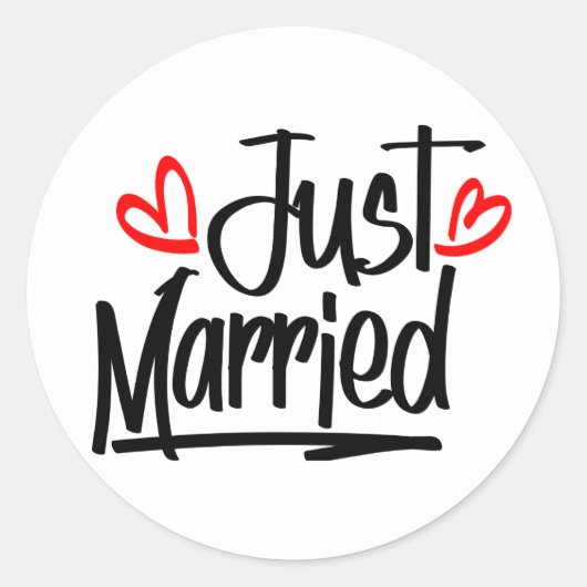 Sticker Rond Juste Marié Noir Et Blanc Mariage Faire-part (Devant)