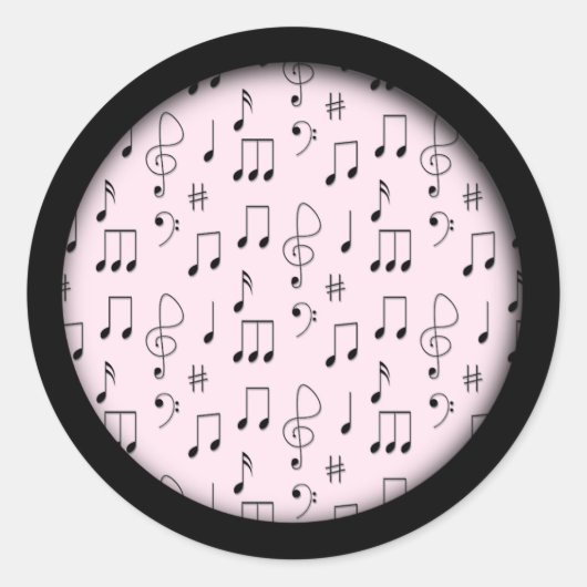 Sticker Rond Juste Noté rose (Devant)