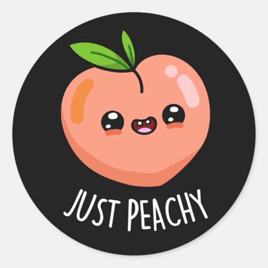 Sticker Rond Juste Peachy Funny Peach Pun Pun Dark BG (Devant)