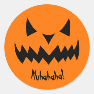 Sticker Rond Juste Tricks mal sourire Citrouille Halloween
