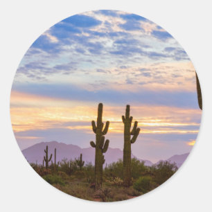 Sticker Rond Juste un autre lever de soleil coloré de désert 