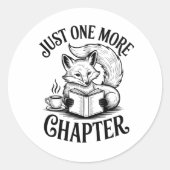 Sticker Rond Juste un chapitre de plus Renard lisant (Devant)