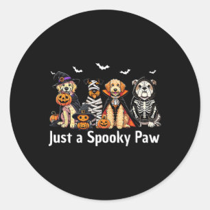Sticker Rond Juste Un Éffrayant Paw Halloween Amoureux des chie