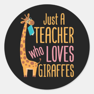 Sticker Rond Juste un enseignant qui aime les girafes
