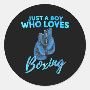 Sticker Rond Juste Un Garçon Qui Aime Boxer Boxing Don Pour Gar