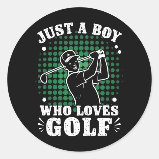 Sticker Rond Juste un Garçon qui aime Golf Club Golfing (Devant)