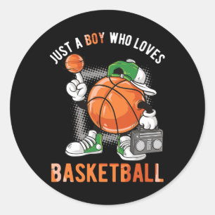 Sticker Rond Juste Un Garçon Qui Aime Le Basketball 3