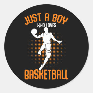 Sticker Rond Juste un garçon qui aime le joueur de basket-ball 