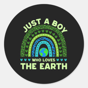 Sticker Rond Juste Un Garçon Qui Aime Le Jour des terres Terre