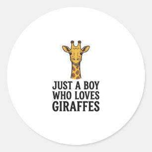 Sticker Rond Juste un garçon qui aime les girafes T-shirt giraf