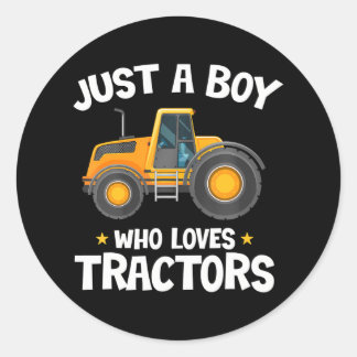 Sticker Rond Juste un garçon qui aime Tracteurs Agricole Lifest