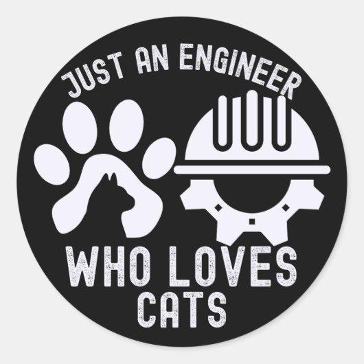 Sticker Rond Juste un ingénieur qui aime les chats (Devant)