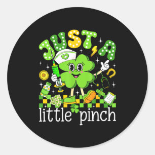 Sticker Rond Juste un peu de trèfle Nurse Saint-Patrick